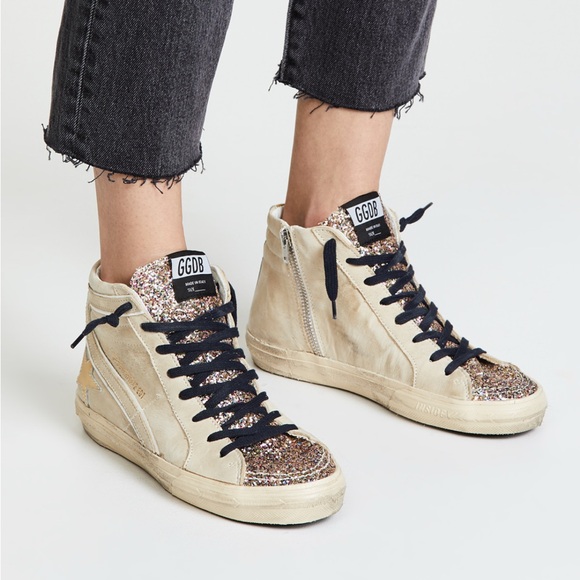 Golden Goose Slide Sneakers Cream / Multi Glitter Size 40 - Pre Owned - Picture 3 of 17